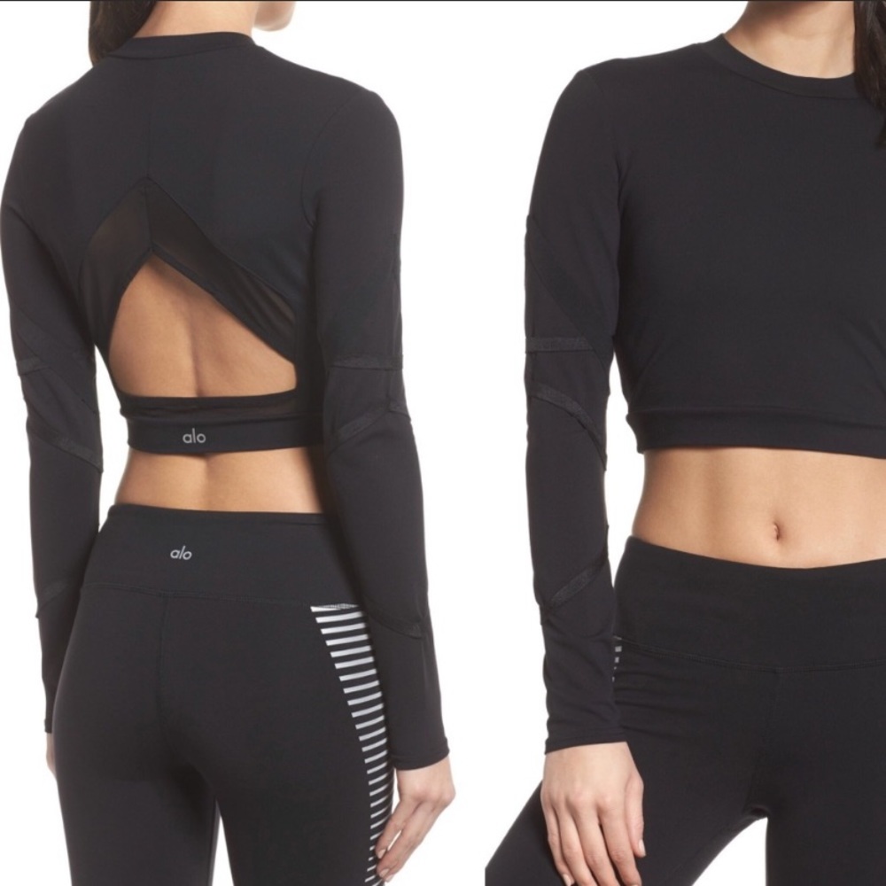 alo yoga tribe long sleeve crop top